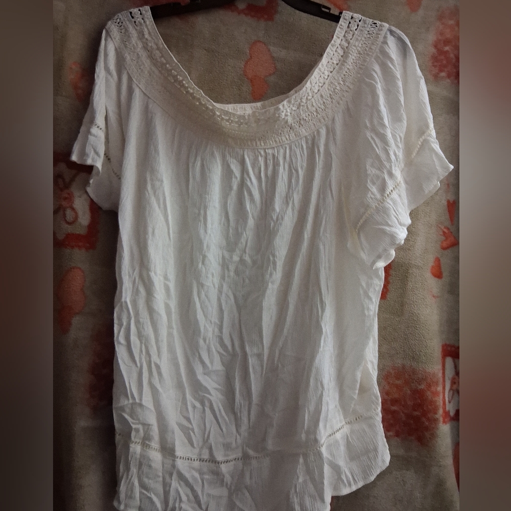 Westbound White Blouse Embroidered Off The Shoulder